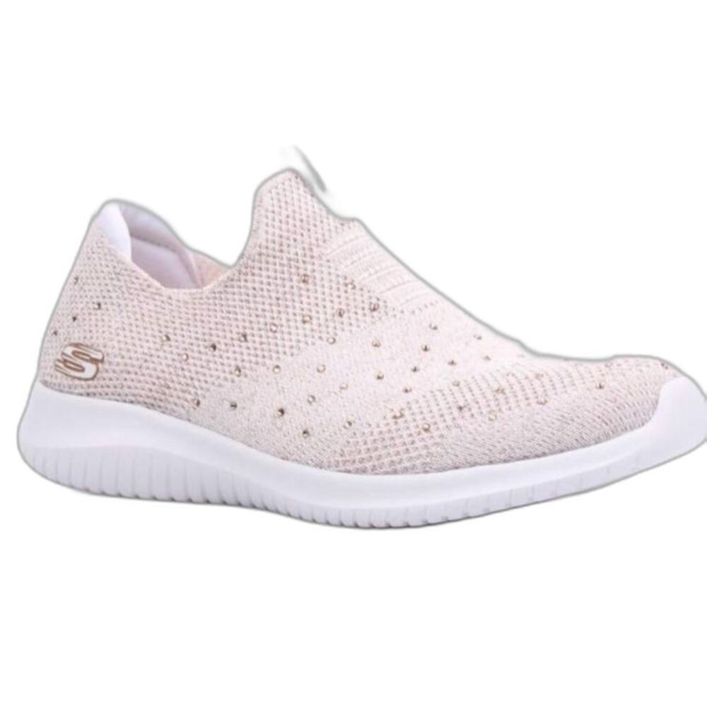 Skechers Stretch Fit Pink Rhinestone Memory Foam Slip-on Sneaker  Size 6.5  NWT